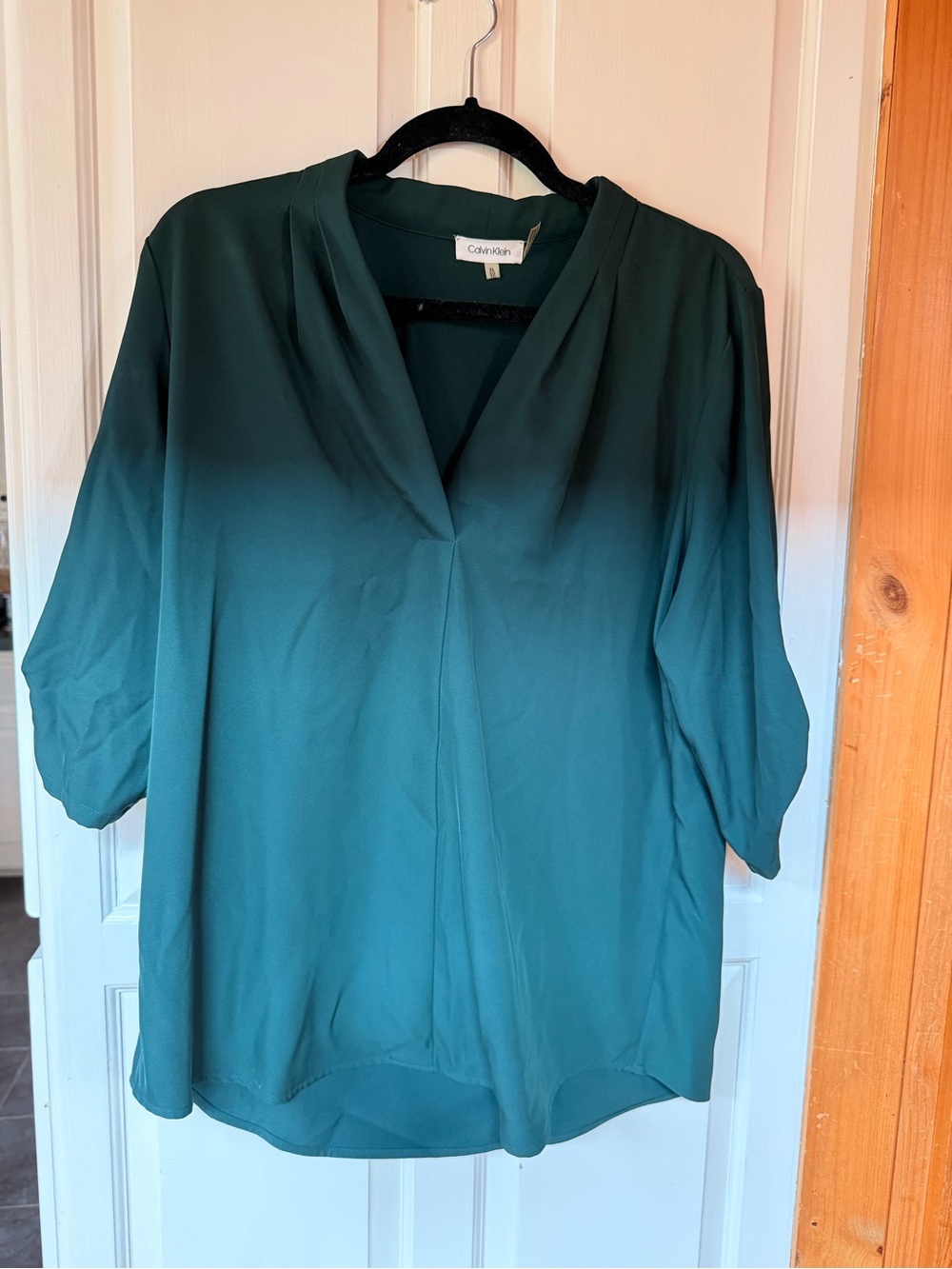 Calvin Klein Deep Teal V-Neck Blouse